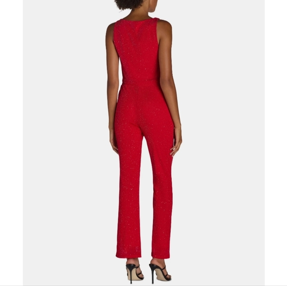 Madden NYC Women’s Size Small Sparkle Tank Top and Flare Pants Set 2-Piece Red - Picture 2 of 5